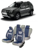 Cumpara ieftin Set huse scaune compatibile Dacia Duster 2010-2017 Piele + Textil (Compatibile cu sistem AIRBAG)