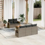 VidaXL Set mobilier grădină cu perne, 6 piese, gri, poliratan