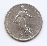 Franta 1 Franc 1909 - Argint 5g/835, 23 mm, KM-844.1