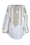 Bluza dama tip ie, alb pur/verde broscuta , marimea L
