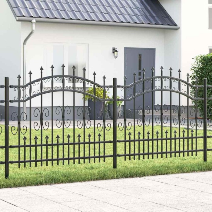 vidaXL Gard de Grădină Gri 140 cm Oțel vopsit &icirc;n pulbere 42003964