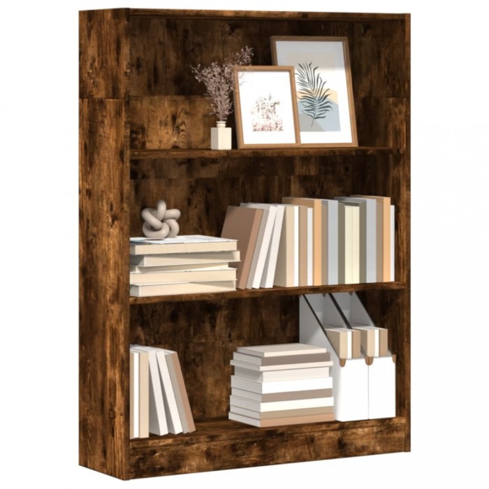 Gossi biblioteca, stejar fumuriu, 80x24x109 cm, lemn prelucrat