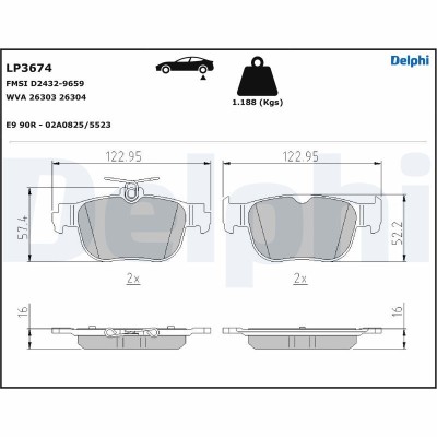 DELPHI LP3674 set placute frana,frana disc foto