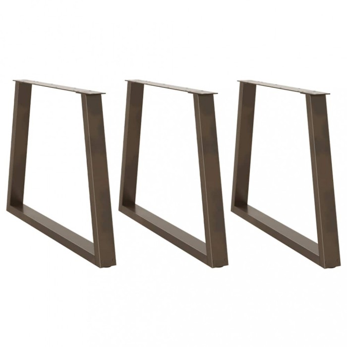 vidaXL Picioare de masă &icirc;n formă de V, 3 buc., oțel natural, 90 x (72-73,3) cm