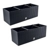 Set 2 jardiniere decorative, sistem irigare, imitatie ratan, antracit, 30 L, 60x25x24 cm, Rato Case, Prosperplast