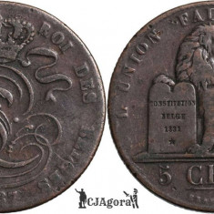 1837, 5 centimes - Léopold I - Belgia
