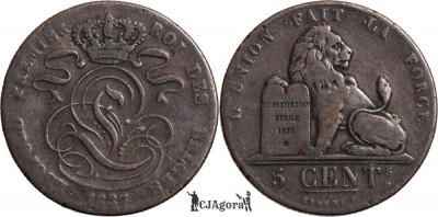 1837, 5 centimes - L&amp;eacute;opold I - Belgia foto