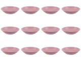Set farfurii 12 piese, farfurii adanci, din plastic, culoare Powder Pink, diametru 18 cm