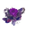 Floare de piept personalizabila, Cocarda, Mini roza criogenata si Plante naturale uscate Mov, Eventissimi&reg;