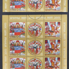 LP 1679 + LP 1679a - serie + bloc de 9 timbre - 2005 - Sfintele Paști