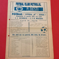 Program meci fotbal PETROLUL PLOIESTI - CFR PASCANI (12.03.1989)