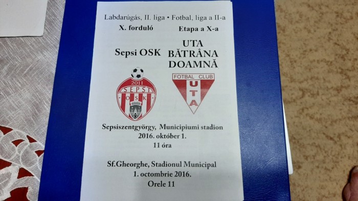 program Sepsi OSK Sf. Gheorghe - UTA