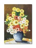 Tablou cu flori pictat manual - Vaza cu flori, gingasie - 35x25cm ulei pe panza, Fabulos