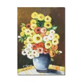 Tablou cu flori pictat manual - Vaza cu flori, gingasie - 35x25cm ulei pe panza, Fabulos