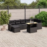 Gossi set mobilier de gradina cu perne, 8 piese, negru, poliratan