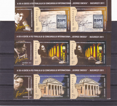 FESTIVALUL GEORGE ENESCU,SERIE IN PERECHE CU VINIETA,Lp.1914, 2011,MNH **. foto