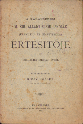 HST C1397 A karansebesi allami elemi polgari iskola ertesitoje 1895-1896 foto