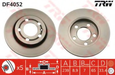 Disc frana SKODA OCTAVIA I Combi (1U5) (1998 - 2010) TRW DF4052 foto