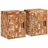 VidaXL Noptieră 2 pcs Maro 35 x 33 x 48 cm Lemn Solid Recuperat