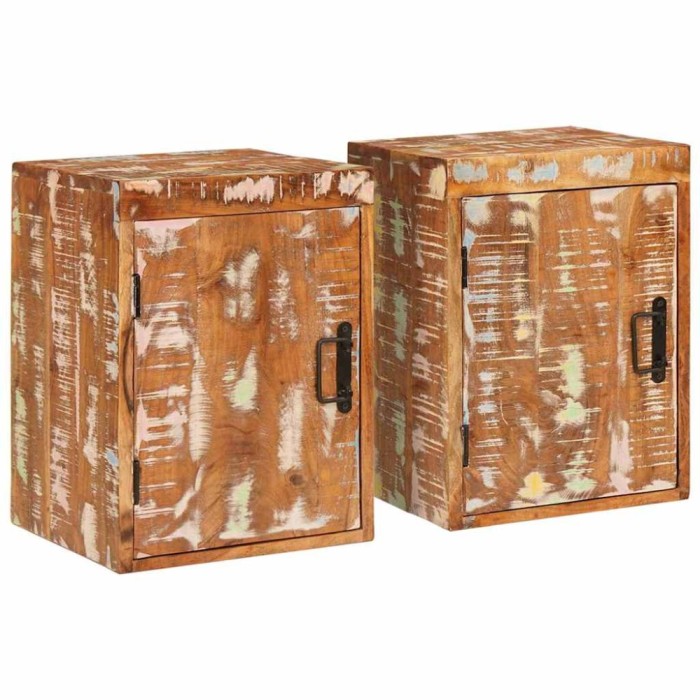 vidaXL Noptieră 2 pcs Maro 35 x 33 x 48 cm Lemn Solid Recuperat 4016727
