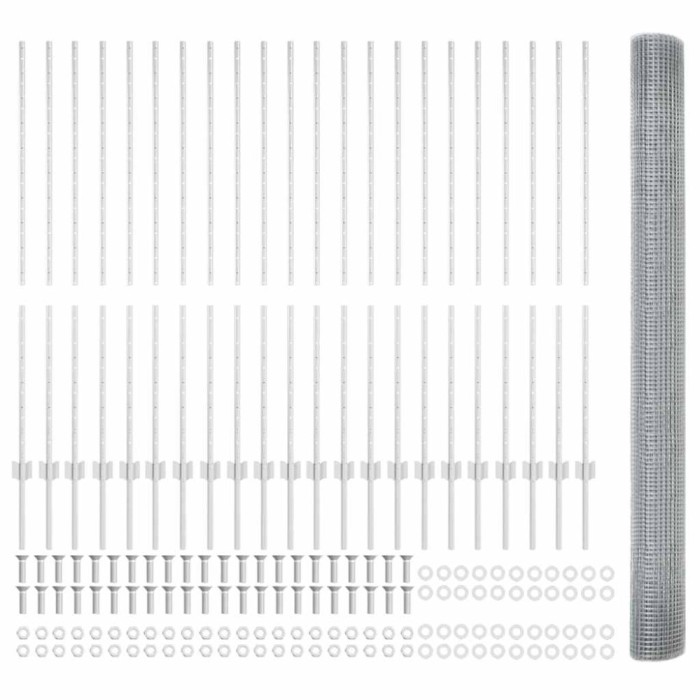 vidaXL &Icirc;ngrădire cu st&acirc;lpi Argintiu 1.4 x 50 m Oțel