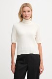 United Colors of Benetton pulover de l&acirc;nă pentru copii culoarea bej, light, cu guler, 102HD203X