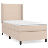 Cumpara ieftin Pat box spring cu saltea, cappuccino, 90x200 cm piele ecologica