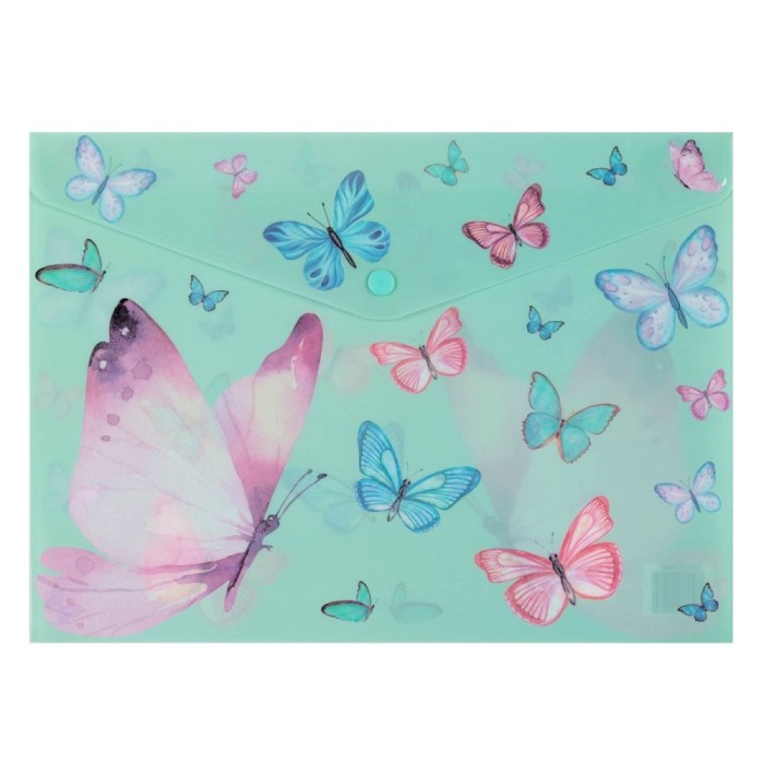 Mapă Plastic Fluturi, Verde Mentă, 33x24 cm