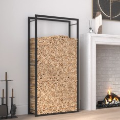 vidaXL Suport pentru lemne de foc, negru mat, 80x28x154 cm, oțel