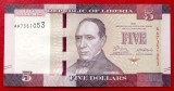Liberia 5 Dolari 2016 UNC Bancnota Ne流通ata Africa - Colectionari