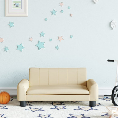 vidaXL Canapea pentru copii, crem, 70x45x30 cm, material textil foto