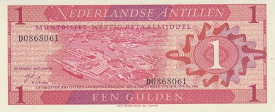 Bancnota Antilele Olandeze 1 Gulden 1970 - P20 UNC foto