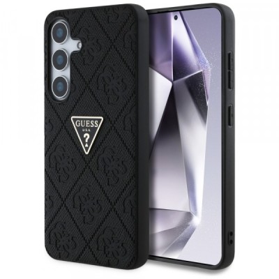 Husa pentru Samsung Galaxy S25 S931, Guess, Grained Hot Stamp 4G Triangle, Neagra foto