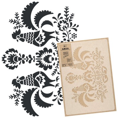 Șablon din plastic reutilizabil // ORNAMENT POPULAR COCOȘ - MARE (59x95cm) foto