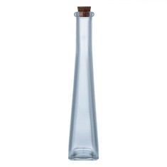 Sticlă Lichior, Model Decorativ, Bază Pătrată, Capacitate 140ml, Dop Plută, Transparentă