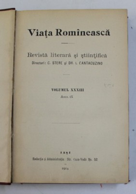 VIATA ROMANEASCA , REVISTA LITERARA SI STIINTIFICA , VOLUMUL XXXII , ANUL IX , 1914 foto