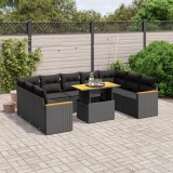 vidaXL Set canapele de grădină cu perne, 10 piese, negru, poliratan 3273218