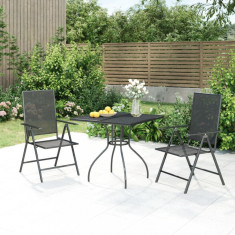 vidaXL Set de masă grădină, 3 piese, antracit, oțel