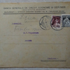 Plic circulat Banca Generală de Credit, Economie și Depuneri București - 1929