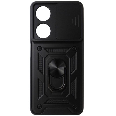 Husa tip capac spate TPU negru, inel si protectie camera, pentru Oppo A98 foto