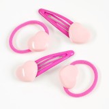 Set 4 accesorii de par cu inima roz