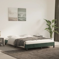 Gossi cadru de pat, verde inchis, 140x200 cm, catifea