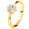 Inel din aur galben de 14K - soare transparent, strălucitor, braţe &icirc;nguste - Marime inel: 56