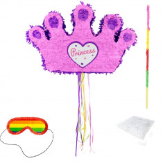 Set complet Pinata coroana roz + bat + ochelari + confetti