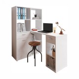Cumpara ieftin Birou cu etajera din pal melaminat alb Mineson 90x35x145 cm