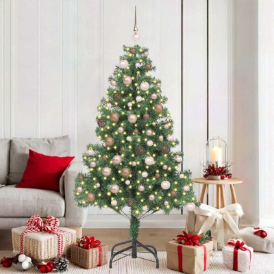 vidaXL Brad de Crăciun cu 300 LED cu suport Verde 180 cm PVC 3396378 foto