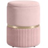 HOMCOM Pouf/taburet suport pentru picioare cufăr de depozitare din catifea corduroy 36 x 36 x 44 cm pentru living dormitor roz | Aosom Romania
