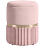 HOMCOM Pouf/taburet suport pentru picioare cufăr de depozitare din catifea corduroy 36 x 36 x 44 cm pentru living dormitor roz | Aosom Romania