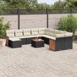 Gossi set canapele de gradina, 12 piese, cu perne, negru, poliratan