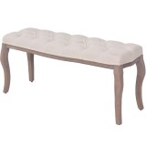 Gossi banca, alb crem, 110x38x48 cm, panza si lemn masiv